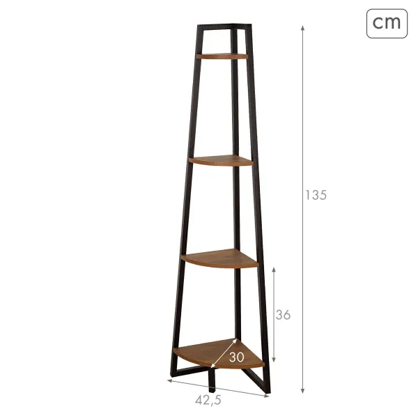 Lentyna Max Home Juoda Geležis Medžio MDF 4 Lentynos 30 x 135 x 30 cm