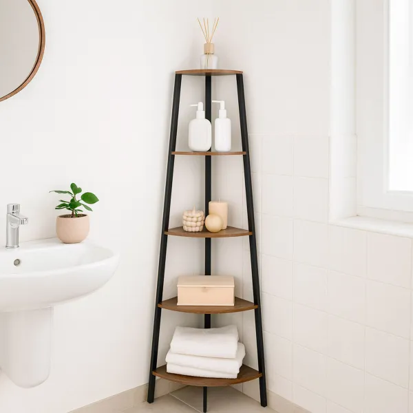 Полка Max Home Чёрный Железо Деревянный MDF 5 Полки 35 x 160 x 35 cm