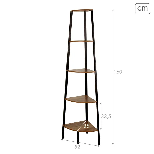 Lentyna Max Home Juoda Geležis Medžio MDF 5 Lentynos 35 x 160 x 35 cm