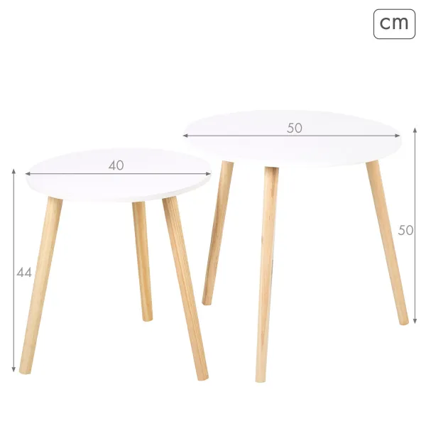 Dviejų staliukų rinkinys Max Home Balta 50 x 50 x 50 cm (2 vnt.)