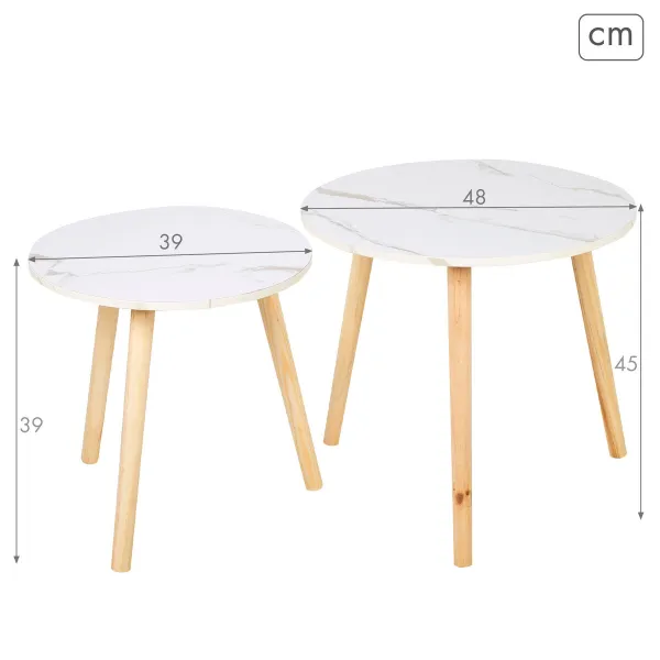 2 tabulu komplekts Max Home Balts 48 x 45 x 48 cm