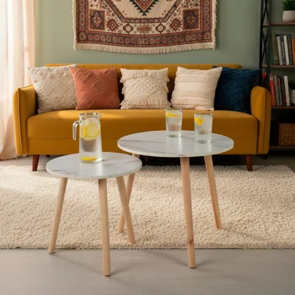 Набор из двух столиков Max Home Белый 48 x 45 x 48 cm