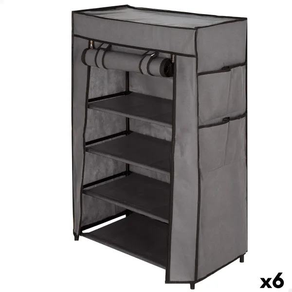Apavu plaukts Max Home Melns Pelēks Metāls Tekstils 60 X 90 X 30 CM (6 gb.)