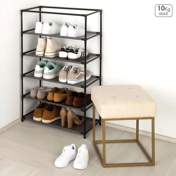 Тумба для обуви Max Home Чёрный Серый Металл Текстиль 60 X 90 X 30 CM (6 штук)
