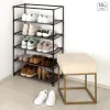 Тумба для обуви Max Home Чёрный Серый Металл Текстиль 60 X 90 X 30 CM (6 штук)