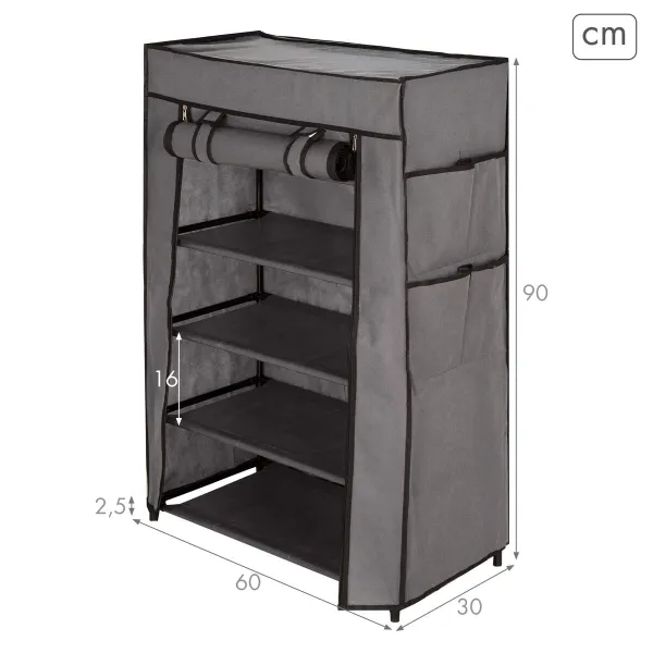 Тумба для обуви Max Home Чёрный Серый Металл Текстиль 60 X 90 X 30 CM (6 штук)