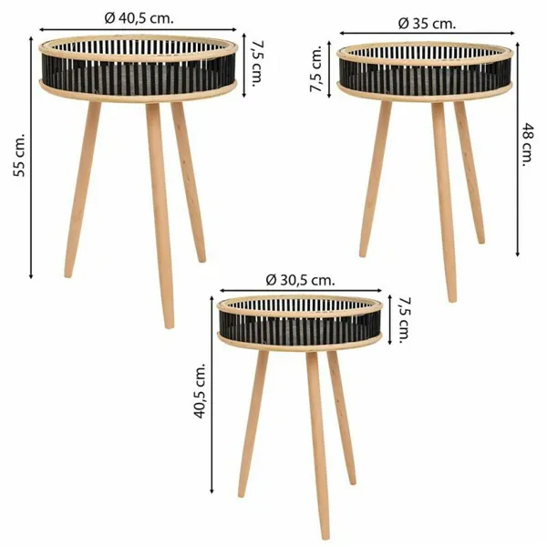 Set of 3 tables Alexandra House Living Black Wood Bamboo