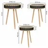 Set of 3 tables Alexandra House Living Black Wood Bamboo