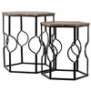 Set of 2 tables Alexandra House Living Brown Black Iron MDF Wood 39 x 57 x 39 cm