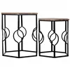 Set of 2 tables Alexandra House Living Brown Black Iron MDF Wood 39 x 57 x 39 cm