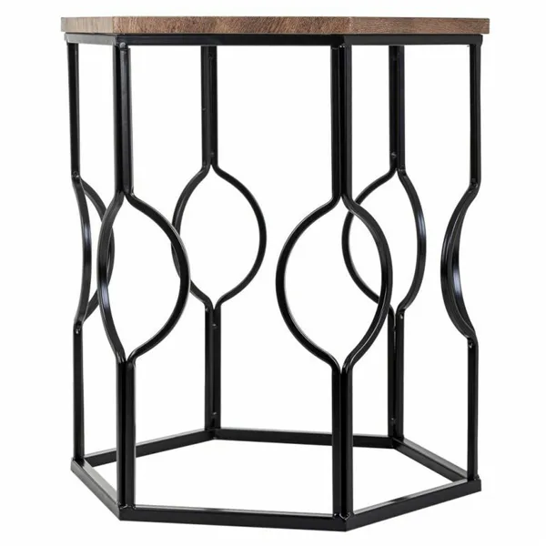 Set of 2 tables Alexandra House Living Brown Black Iron MDF Wood 39 x 57 x 39 cm