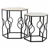 Set of 2 tables Alexandra House Living White Iron MDF Wood 39 x 57 x 39 cm