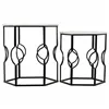 Set of 2 tables Alexandra House Living White Iron MDF Wood 39 x 57 x 39 cm