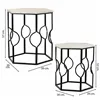 Set of 2 tables Alexandra House Living White Iron MDF Wood 39 x 57 x 39 cm