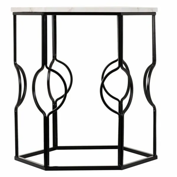 Set of 2 tables Alexandra House Living White Iron MDF Wood 39 x 57 x 39 cm