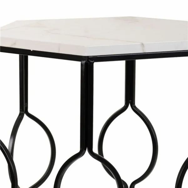 Set of 2 tables Alexandra House Living White Iron MDF Wood 39 x 57 x 39 cm