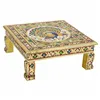 Side table Alexandra House Living Golden Aluminium MDF Wood 38 x 14 x 38 cm