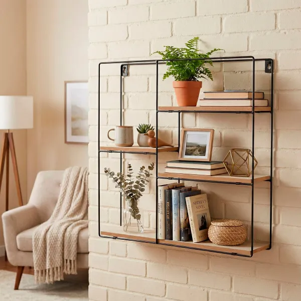 Shelves Max Home Iron MDF Wood 40 x 40 x 10 cm (6 Units)