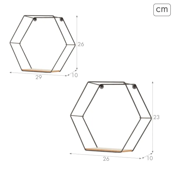 Hyllyt Max Home Rauta Puu MDF 29 X 26 X 10 CM (6 osaa)