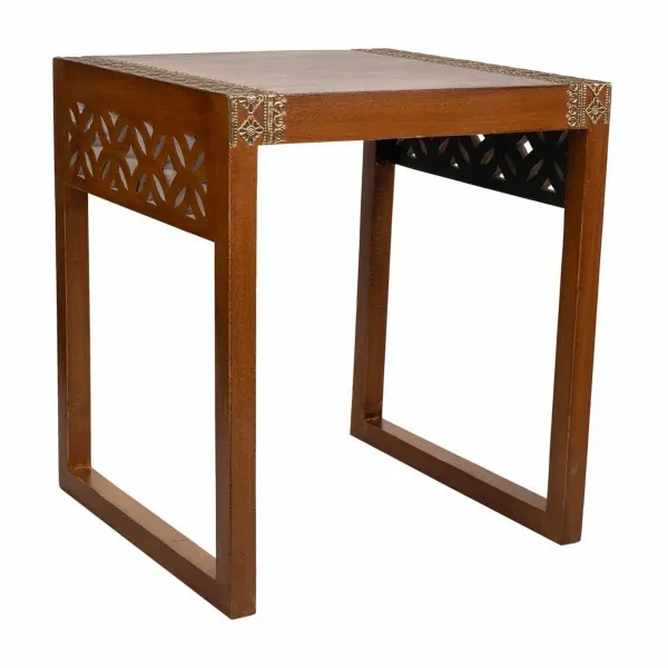 Side table Alexandra House Living Brown Golden 40 x 48 x 42 cm