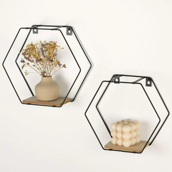 Hyllyt Max Home Rauta Puu MDF 30 X 27 X 10 CM (6 osaa)