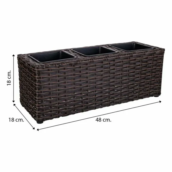 Planter Alexandra House Living Brown Iron Rattan Plastic 18 x 18 x 48 cm