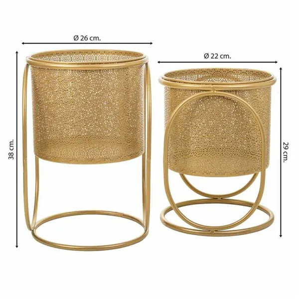 Set of Planters Alexandra House Living Gold Metal Iron 26 x 178 x 26 cm 2 Pieces