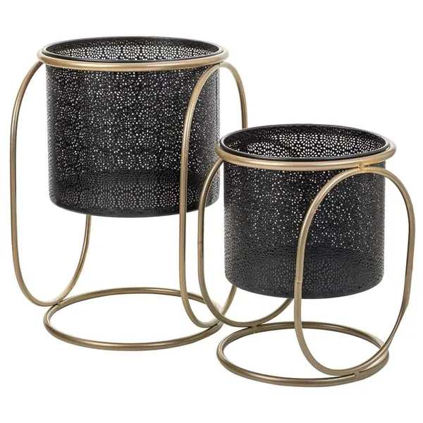 Set of Planters Alexandra House Living Black Metal Iron 26 x 178 x 26 cm 2 Pieces