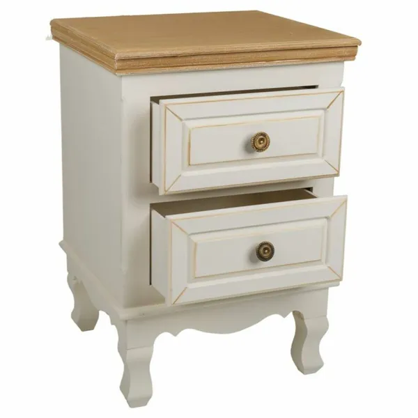 Nightstand Alexandra House Living White Natural 33 x 53 x 37 cm