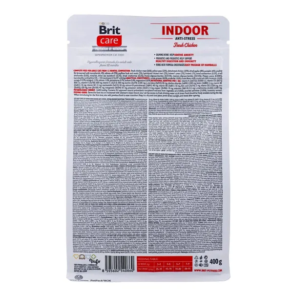 Корм для котов Brit Care Grain-Free Adult Indoor Anti-Stress Для взрослых Курица 400 g