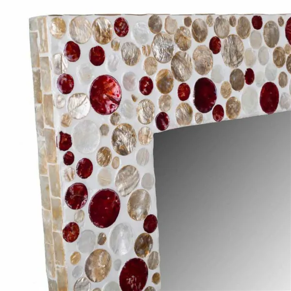 Wall mirror Alexandra House Living Brown Red Beige MDF Wood 52 x 2 x 52 cm