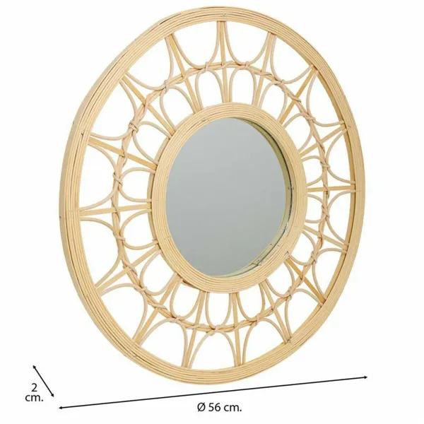 Wall mirror Alexandra House Living Natural Bamboo Rattan 56 x 2 x 56 cm