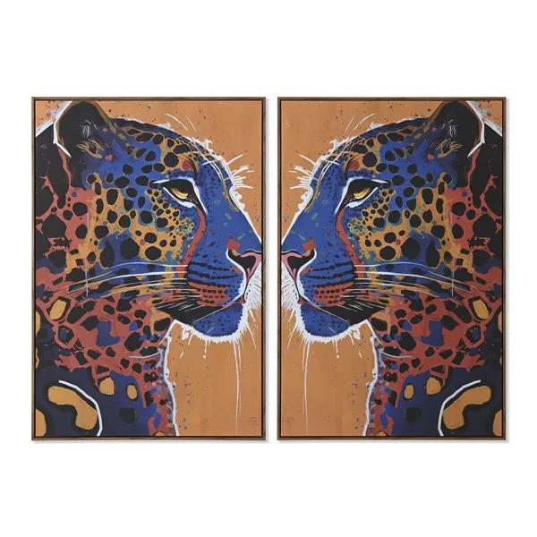 Painting Home ESPRIT Leopard Urban 80 x 4,5 x 120 cm (2 Units)