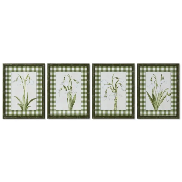 Painting Home ESPRIT Green Beige Shabby Chic Botanical plants 30 x 2,5 x 40 cm (4 Units)