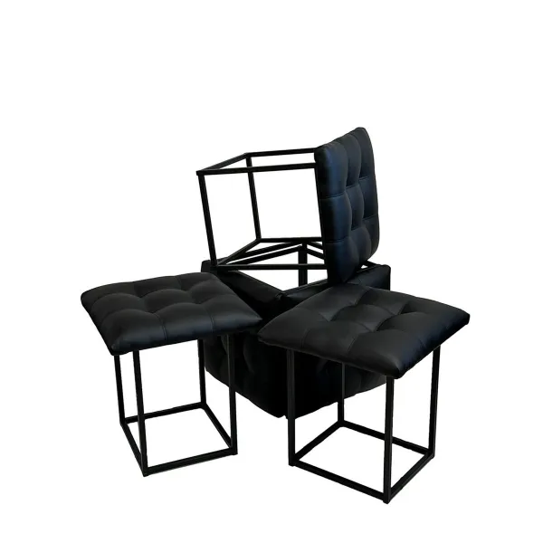 ķebļu komplekts GO GIFT Transformer Melns Āda Tērauds 50 x 50 x 50 cm Pufs 5-in-1 5 gb.