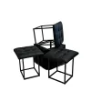 Set of stools GO GIFT Transformer Black Leather Steel 50 x 50 x 50 cm Pouffe 5-in-1 5 Units