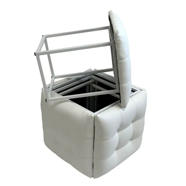 ķebļu komplekts GO GIFT Transformer Balts Āda Tērauds 50 x 50 x 50 cm Pufs 5-in-1 5 gb.