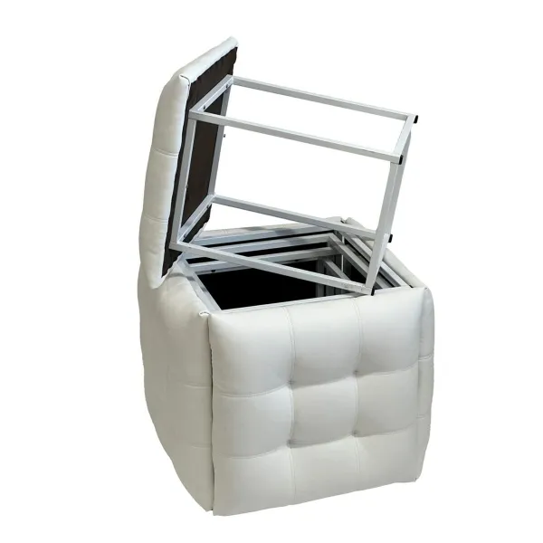 Set of stools GO GIFT Transformer White Leather Steel 50 x 50 x 50 cm Pouffe 5-in-1 5 Units