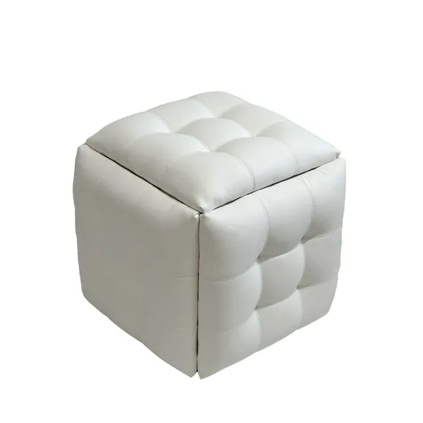 Set of stools GO GIFT Transformer White Leather Steel 50 x 50 x 50 cm Pouffe 5-in-1 5 Units