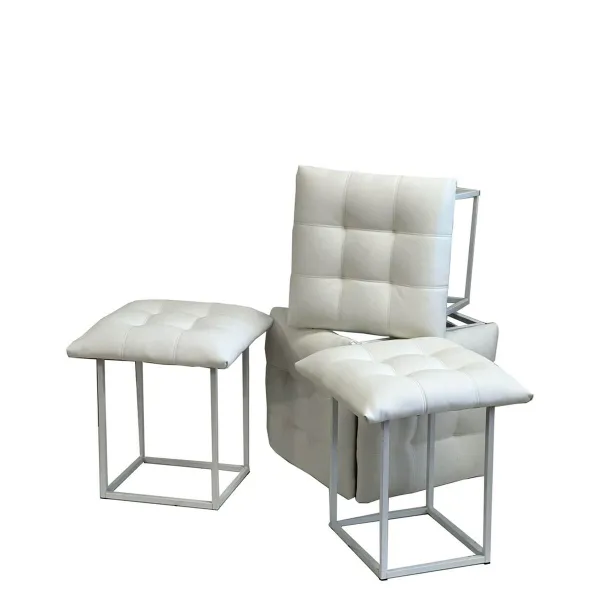 Набор табуретов GO GIFT Transformer Белый Кожа Сталь 50 x 50 x 50 cm Пуф 5-в-1 5 штук