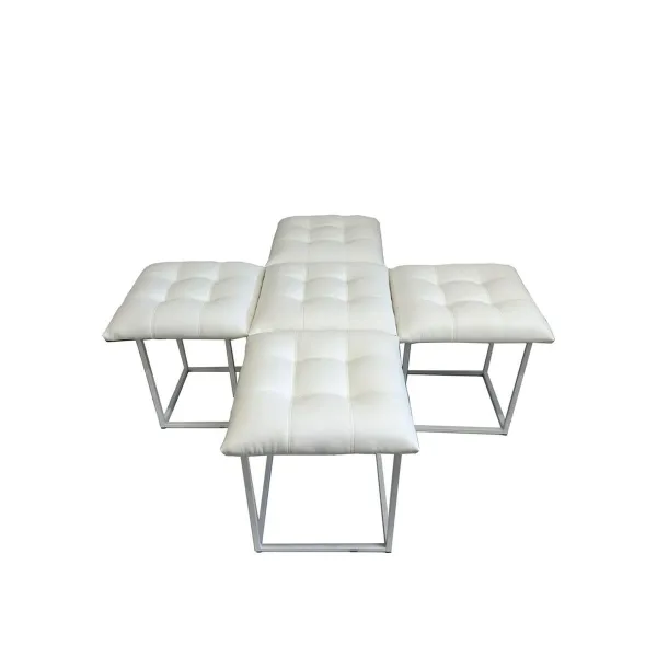 Taburečių rinkinys GO GIFT Transformer Balta Oda Plienas 50 x 50 x 50 cm Fotelis 5 viename 5 vnt.
