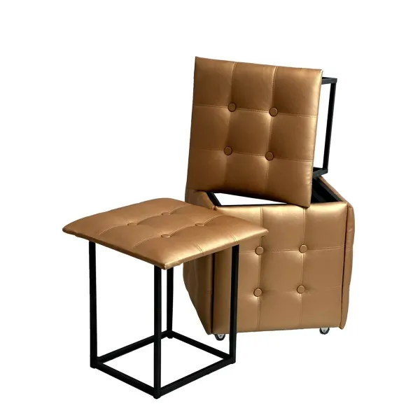 Set of stools GO GIFT Transformer Kameli Nahka Teräs 50 x 50 x 50 cm Pehmustettu istuin 5 yhdessä 5 osaa