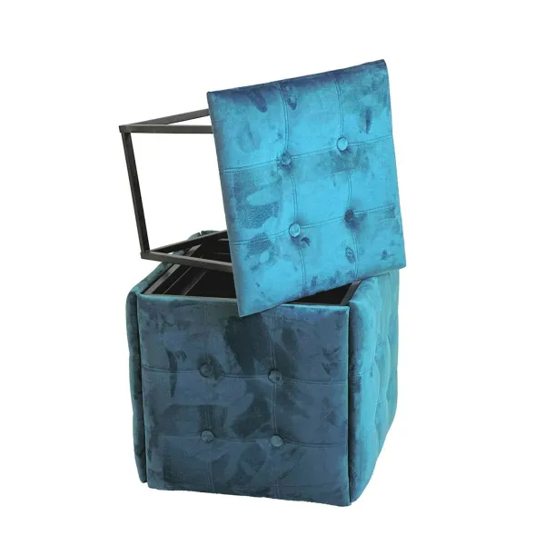 ķebļu komplekts GO GIFT Transformer Zils Samts Tērauds 50 x 50 x 50 cm Pufs 5-in-1 5 gb.