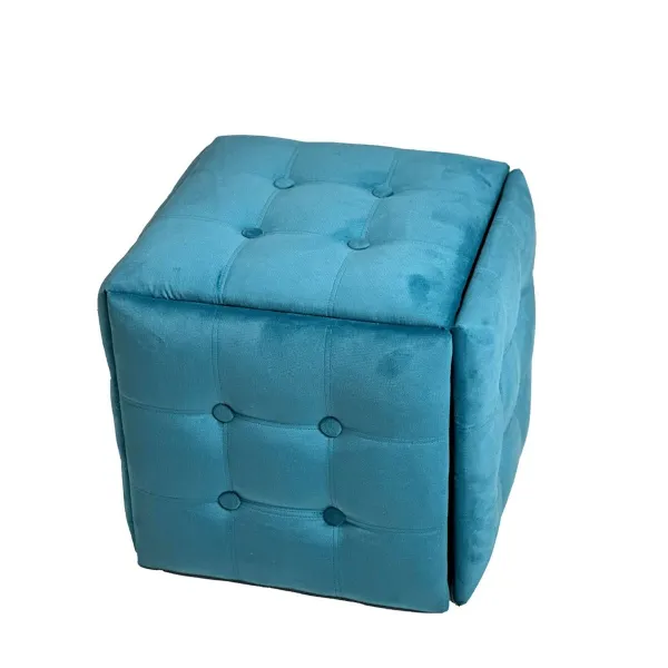 Set of stools GO GIFT Transformer Blue Velvet Steel 50 x 50 x 50 cm Pouffe 5-in-1 5 Units