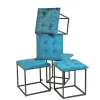 Set of stools GO GIFT Transformer Blue Velvet Steel 50 x 50 x 50 cm Pouffe 5-in-1 5 Units