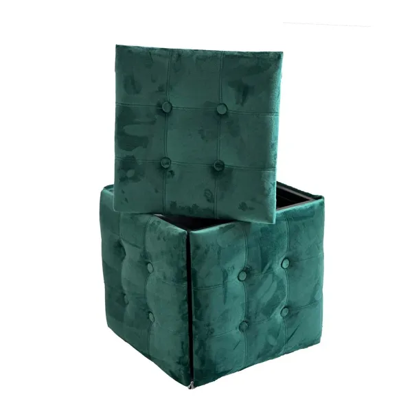 Set of stools GO GIFT Transformer Tummanvihreä Sametti Teräs 50 x 50 x 50 cm Pehmustettu istuin 5 yhdessä 5 osaa
