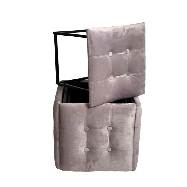 Set of stools GO GIFT Transformer Pinkki Sametti Teräs 50 x 50 x 50 cm Pehmustettu istuin 5 yhdessä 5 osaa