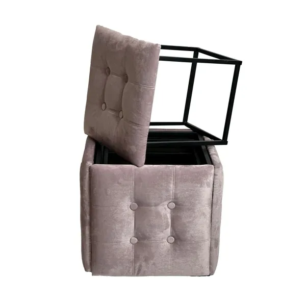 ķebļu komplekts GO GIFT Transformer Rozā Samts Tērauds 50 x 50 x 50 cm Pufs 5-in-1 5 gb.