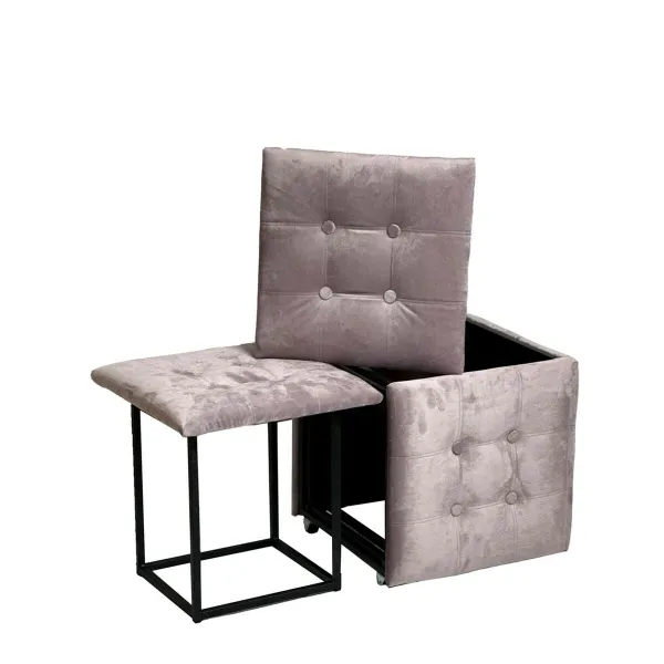 ķebļu komplekts GO GIFT Transformer Rozā Samts Tērauds 50 x 50 x 50 cm Pufs 5-in-1 5 gb.