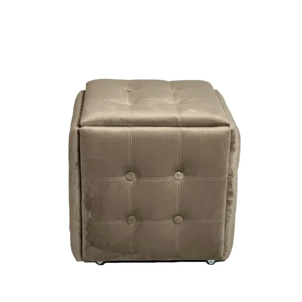 Set of stools GO GIFT Transformer Capuccino Velvet Steel 50 x 50 x 50 cm Pouffe 5-in-1 5 Units